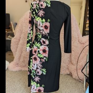AK Black & Pink Floral Asymmetrical Dress